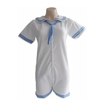 

1 Pcs ABDL Onesie Adult Bodysuit Blue White Sailor Bodysuit Baby Romper For Adult Baby Girl For Baby Boy