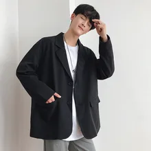 Деловые тонкие однотонные Мужчины повседневные блейзеры черные осенние весенние костюмы блейзеры Повседневная Офисная Рабочая свободная Мужская куртка