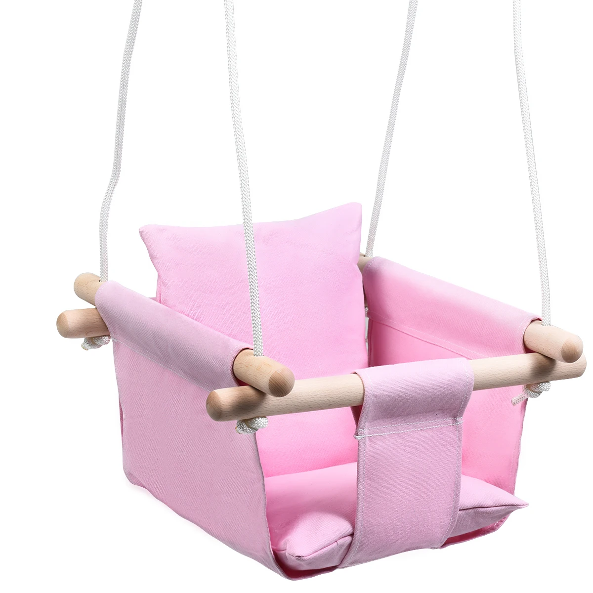 Baby Canvas Hanging Swing w/ Cotton Home Outdoor Hammock Toy for Toddler Pink 6
