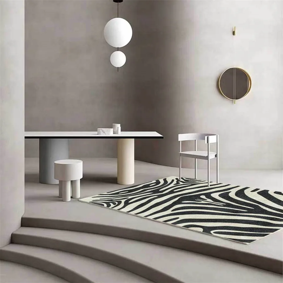 Modern Luxury Zebra Pattern Carpet Living Room Kitchen Runner Floor Mat Animal Printed Bedroom Area Rug Nordic Style Bedside Rug