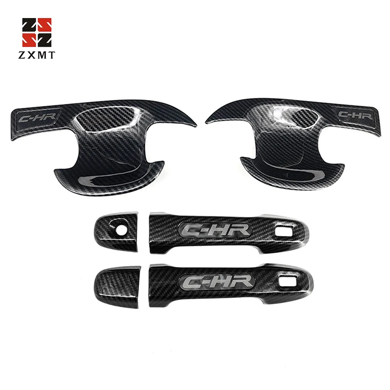 

ZXMT 4 pcs Carbon Fiber Car External Door Handle Cover Trim Car Styling Accessories For Toyota CHR C-HR 2016-2018 2017