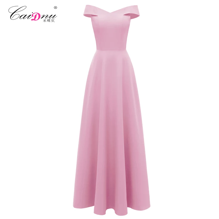 Pink CD1700# платье подружки невесты длинное бордовое розовое темно-синее с вырезом лодочкой Выпускной костюм Бальные платья женская одежда - Color: Pink