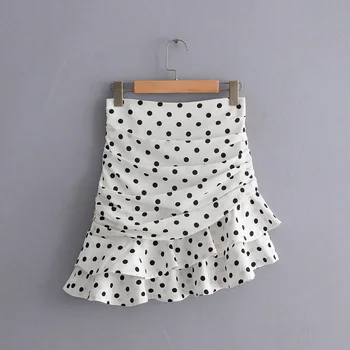 

PADEGAO Stylish Chic Polka Dot Print Ruched Asymmetrical Mini Skirt Za Fashion Women Skirts Casual Streetwear Jupe Femme PDG1168