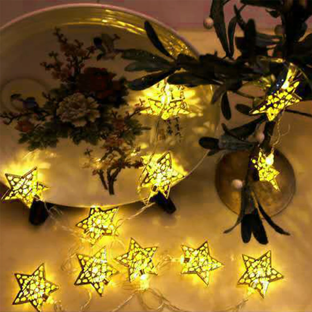 2m 20 LEDs Five-pointed Star Light String Twinkle Battery Powered Christmas Lamp Holiday Party Wedding Decorative Fairy Lights