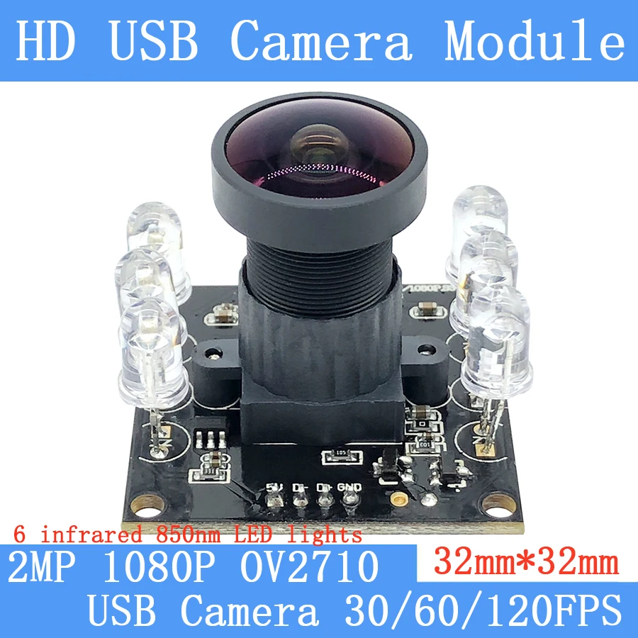 IR850nm светодиодный широкоугольный 30/60/120fps 2MP наблюдения Камера 1080P Высокое