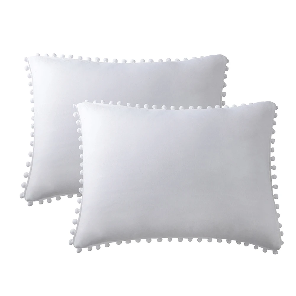 

A pair of Polyester Boho Style Pompom Tassel Pillowcase soft pillow Cover With Ball Home Bedroom Case for Cushion Pillow