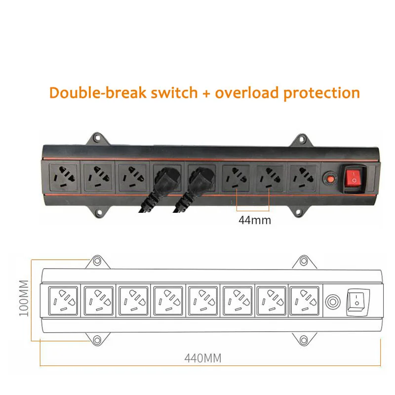 Блок питания PDU 6/8 AC универсальная розетка 10 А 250 в двойной выключатель защита от перегрузки Инженерная розетка-удлинитель