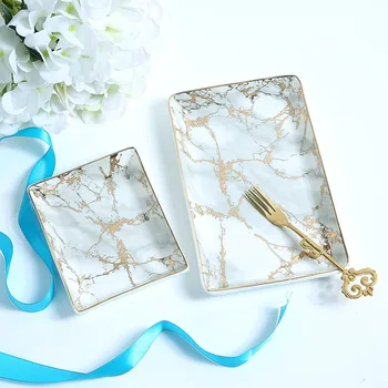 

Nordic marbled ceramic table simple dessert jewelry storage board desk storage tray storage box WF925315
