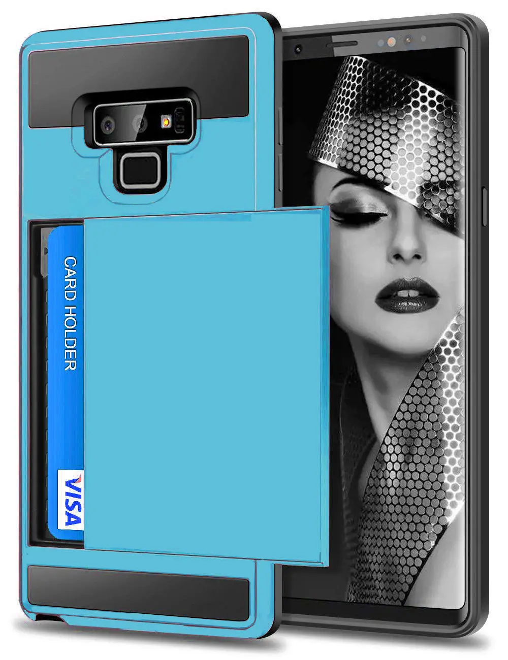 VRSDES слайд слот для карт чехол для телефона для samsung Galaxy S8 S9 плюс S7 S6 Edge Note 8 9 Гибридный чехол для samsung J2 J3 J4 J6 J7 - Цвет: Sky Blue