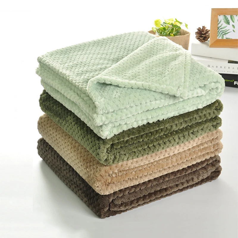 

Plush Plaid Blanket Solid Color Blankets For Beds Aircraft Sofa Warm Soft Winter Flannel Fleece Throw Blanket Bedspread Bedsheet