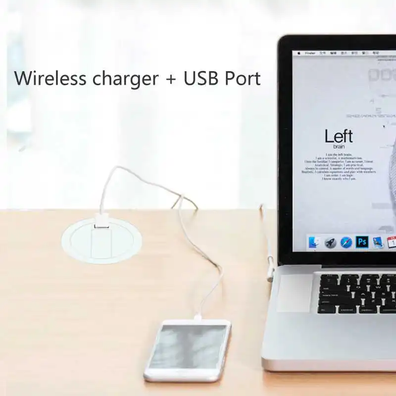  Embed Desktop Fast Wireless Charger Furniture Office Table Desk Mounted Quick Charging Embedded For