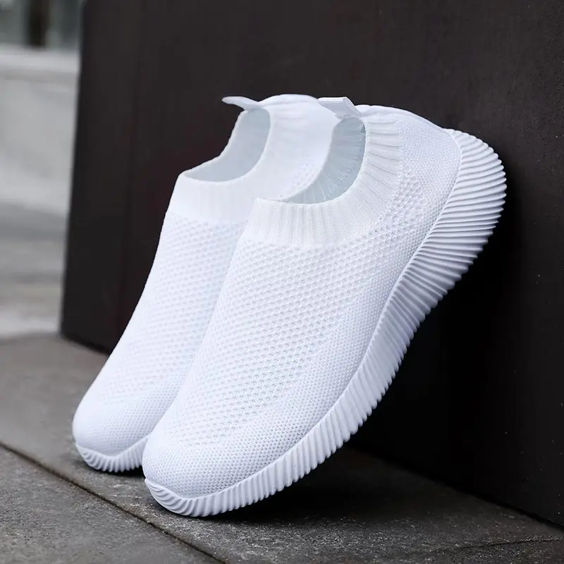 ladies white sock trainers