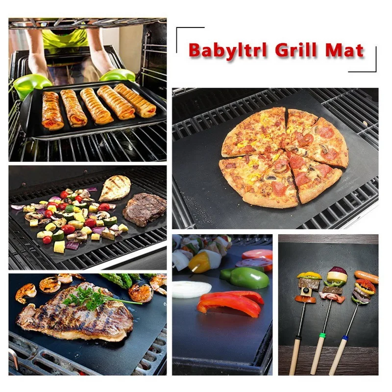 40*33cm Non-Stick BBQ Grill And Baking Mats Reusable Coooking Plate For Party Grill Pad Barbecue Outdoor BBQ Set