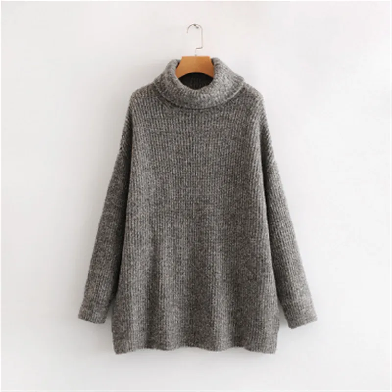 Women Turtleneck Sweaters Oversize Knitted Long Jumpers Sweater Coat Batwing Sleeve Solid Color Warm Soft Casual Pullover Shirt | Женская