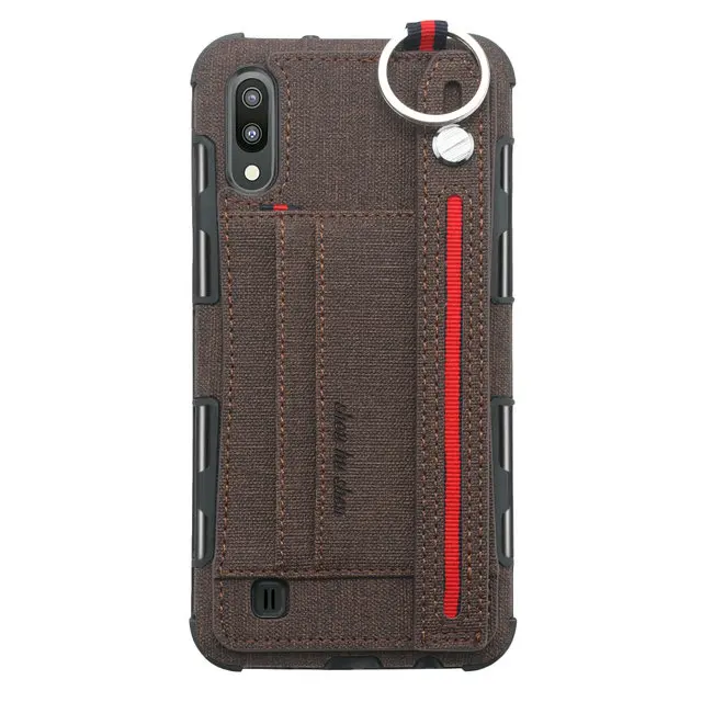 Кофе Карточка из ткани слот металлическое кольцо для Coque samsung A50 Чехол samsung A70 задний Чехол для samsung Galaxy A20 чехол A 50 S 50s A50S A30S A10 - Цвет: Кофе