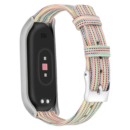 YUEDAER цветной холщовый нейлоновый ремешок для Xiaomi mi Band 4 Радужный тканевый браслет+ металлический чехол защитный для mi Band 4 - Цвет: 6