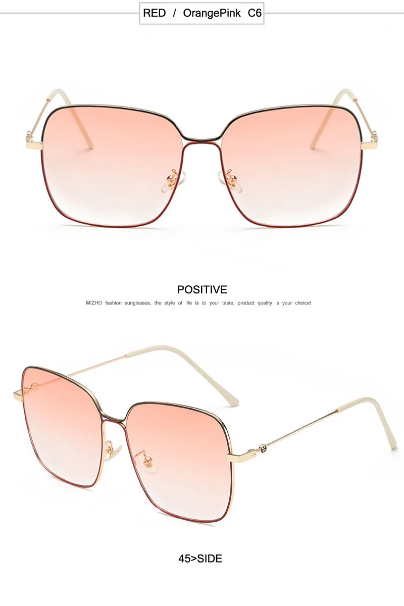 MIZHO Модные Портативные квадратные металлические солнцезащитные очки для женщин, винтажные качественные градиентные солнцезащитные очки, оправа негабаритных женских брендовых дизайнерских