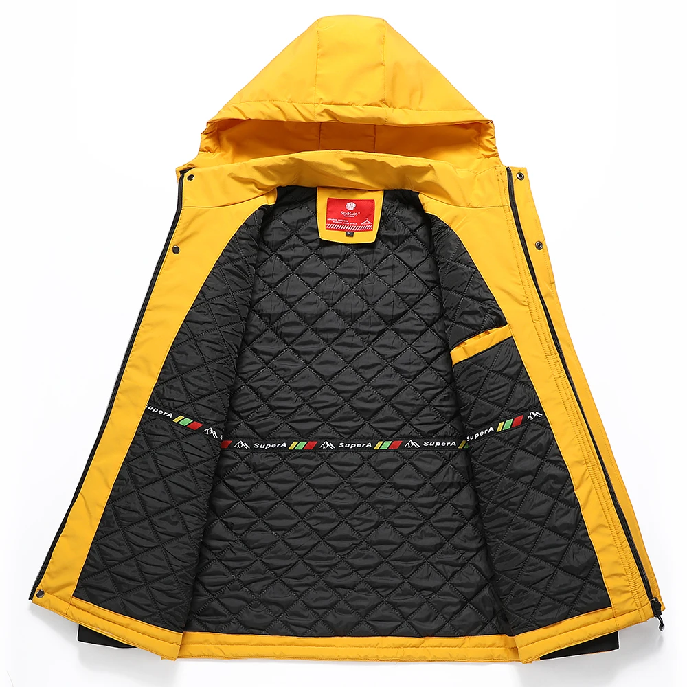 Men 2021 Spring Autumn New Outdoor Warm Casual Hooded Jacket Coat Men Brand Outfits Waterproof Thick Cotton Classic Jackets 4XL