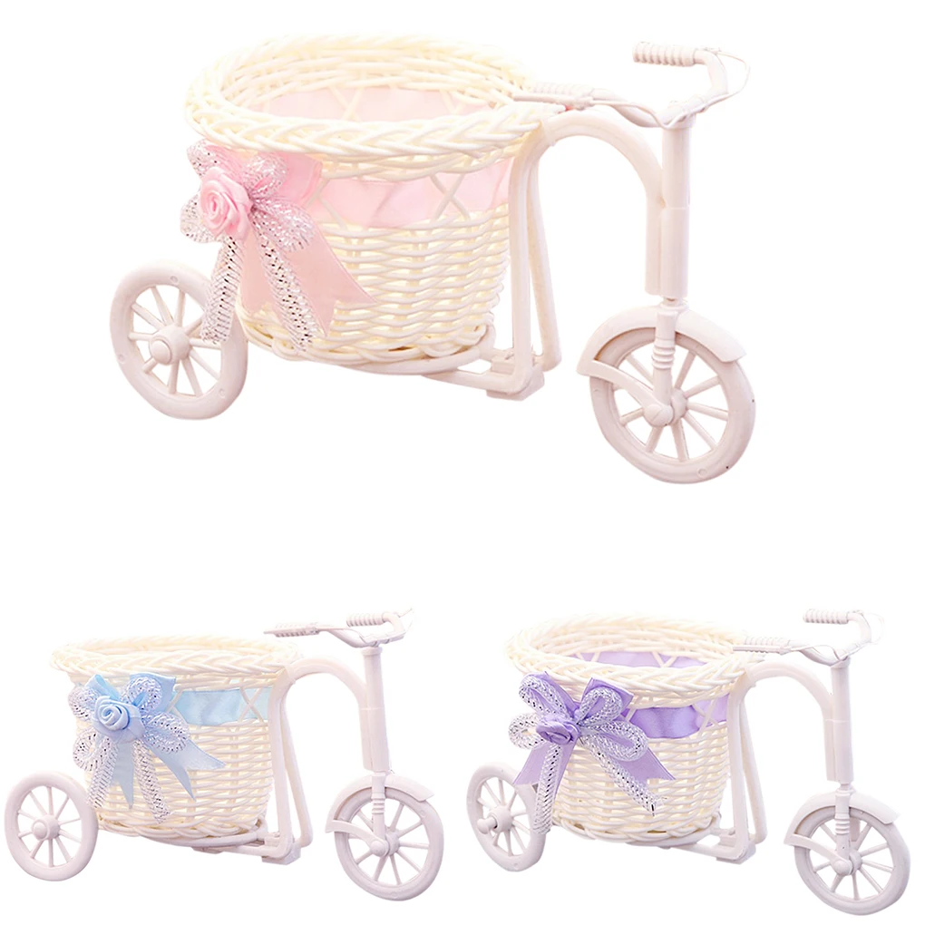 1* flower basket storage container white tricycle bicycle design 13*20cm for wedding party