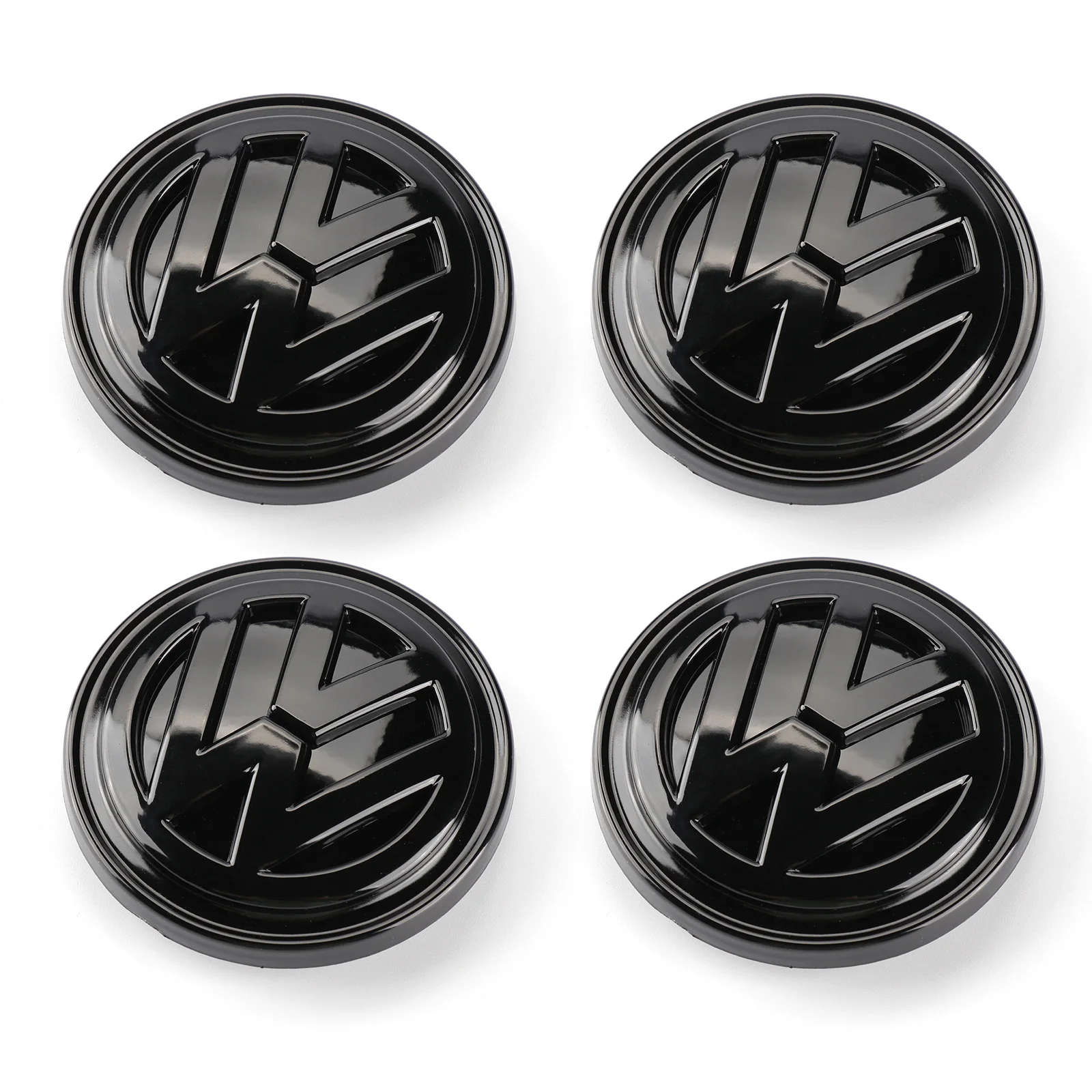 4pcs Gloss Black 66mm Logo Emblem Badge Wheel Center Hub Cap For Vw