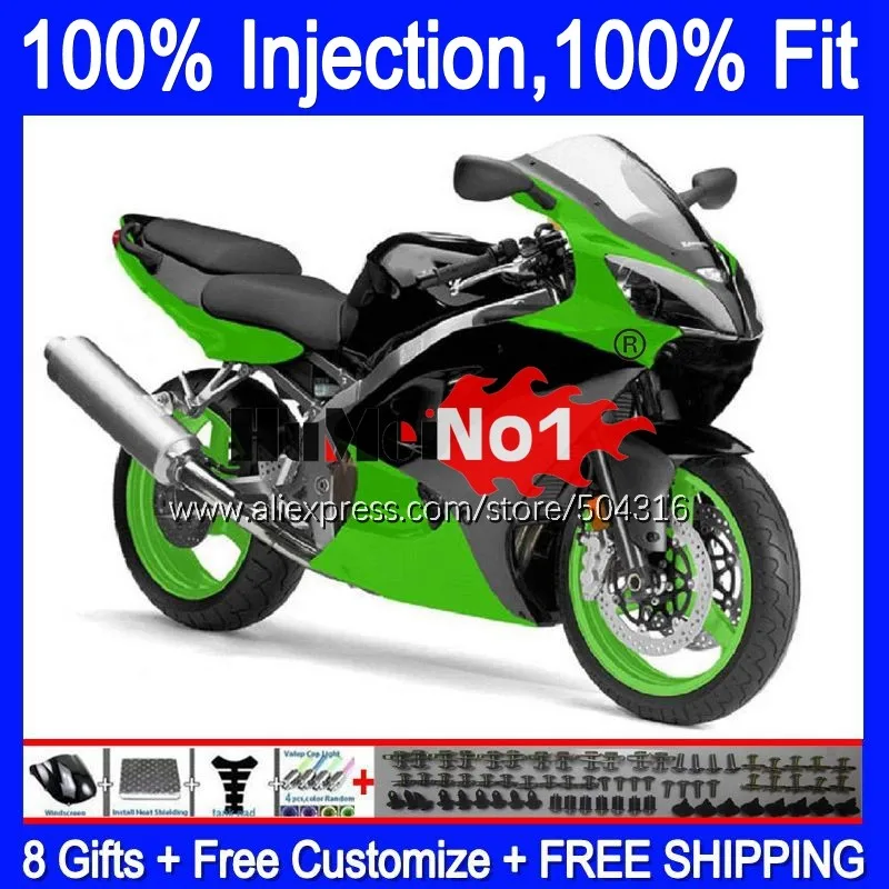 OEM обтекатель для KAWASAKI ZX 6R 636 600 CC 6 R ZX636 ZX6R 00 01 02 распродажа зеленых 70MC.36 ZX-636 600CC ZX600