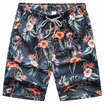 

Summer Comfortable 100% Cotton Beach Shorts Mens Fashion Casual Men Flower Print Shorts Holiday Wear
