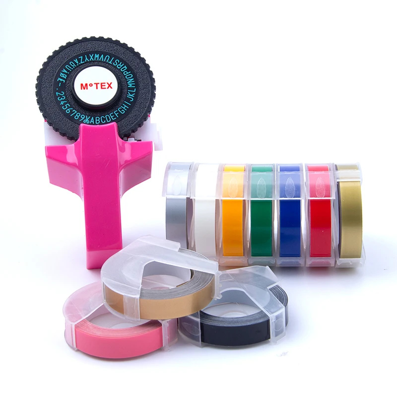 UniPlus Motex E101 производитель этикеток для Dymo 3D тиснение этикеток ленты ручная лента этикеток для принтера 9 мм ПЕЧАТНАЯ МАШИНКА - Цвет: Pink-10pcs-6