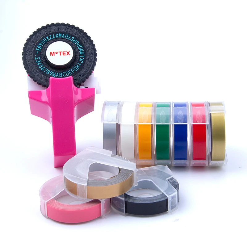 Pink-10pcs-6 UniPlus Motex E101 производитель этикеток для Dymo 3D тиснение этикеток ленты ручная лента этикеток для принтера 9 мм ПЕЧАТНАЯ МАШИНКА - Цвет: Pink-10pcs-6
