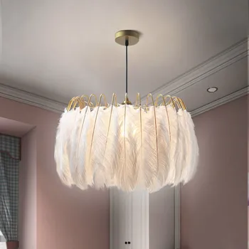 

Feather Chandelier Warm Romantic Nordic Lighting Living Room Main Bedroom Creative Ins Net Red Girl Feather Lighting