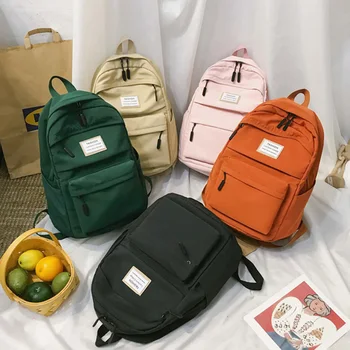 

mochila mujer female Nylon Backpack Multi-pocket Women School Backpack Pure color Women Backpack school Bag For teenage girls
