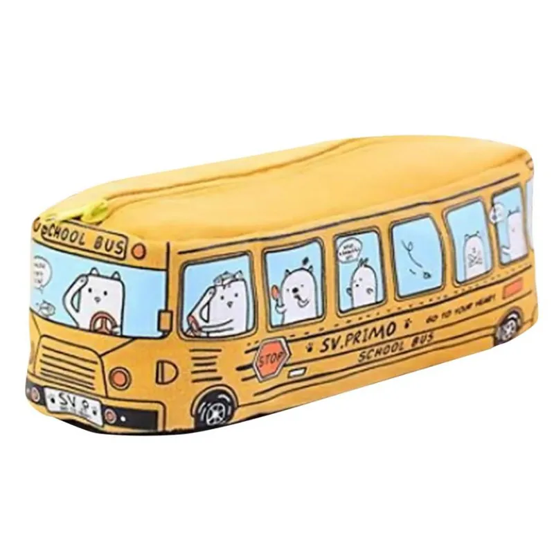 

Bus Design Kids Stationary Bags Student School Pens Pencil Case Bag Coach Bus Design Zipper Girl Makeup Accessory Pouch #Ju