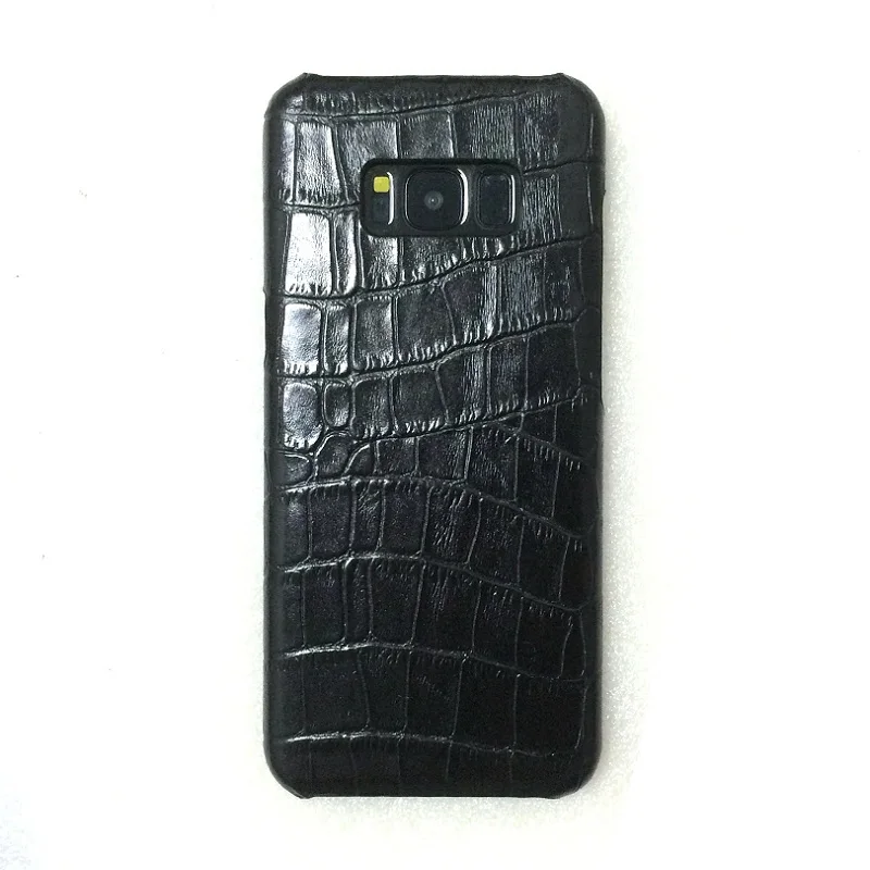 Solque, ультра тонкий чехол из натуральной кожи для samsung Galaxy S8 Plus S 8, роскошный тонкий твердый чехол с 3D крокодиловым дизайном - Цвет: Black