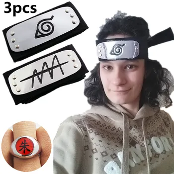 

Adult and Child Black Leaf Village Headband for Naruto Cosplay Costume Kakashi Itachi Akatsuki Madara Headband Cartoon Ring Gift