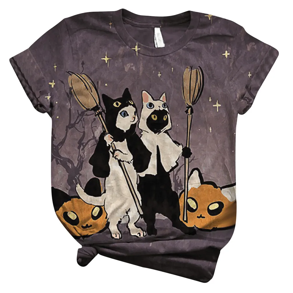 T Shirt Women Harajuku Tshirt Women Plus Size 5XL Short Sleeve Anime cat Printed O-Neck T-Shirt Tops Women 2020 camisetas mujer