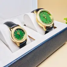 Карнавальный роскошный бренд jade наручные часы пара кварцевые кожа натуральный нефрит женские часы Модные Популярные Ретро Бизнес Мужские часы