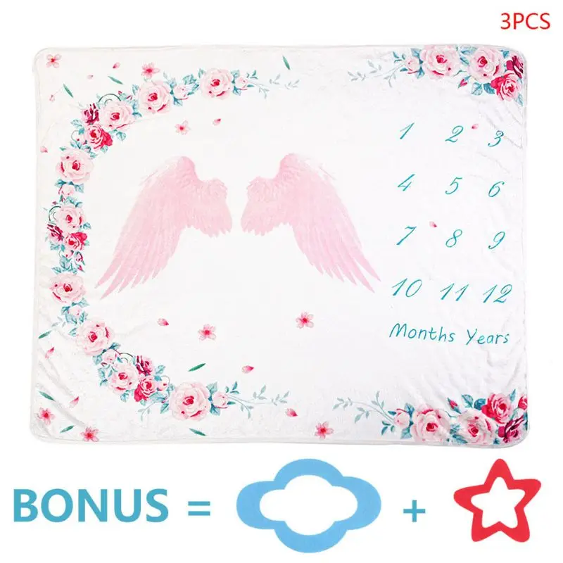 Baby Photography Props Blanket Baby Milestone Blanket Newborn 12 Monthly Photo Props Angel Wings Background Blanket for Shooting