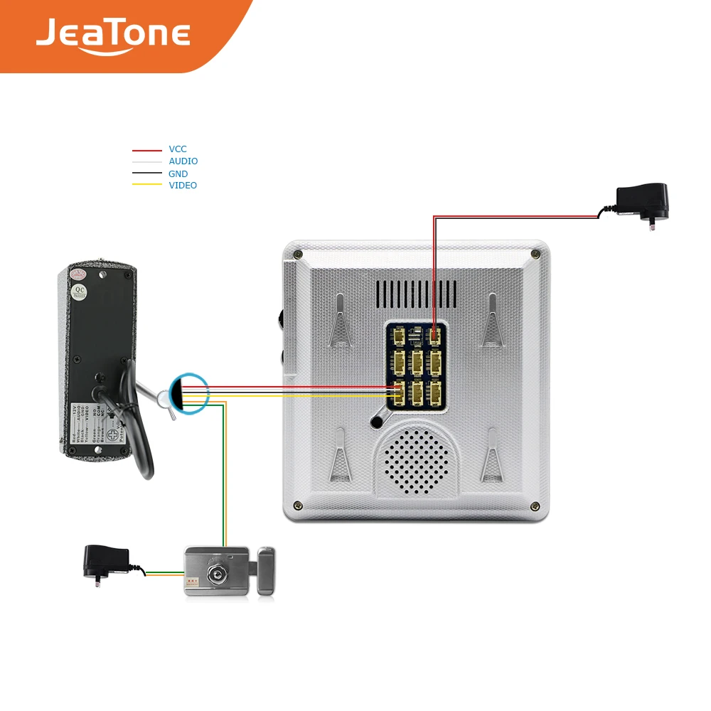 JeaTone 4 дюймовый проводной видеодомофон дверной звонок Система внутренней связи