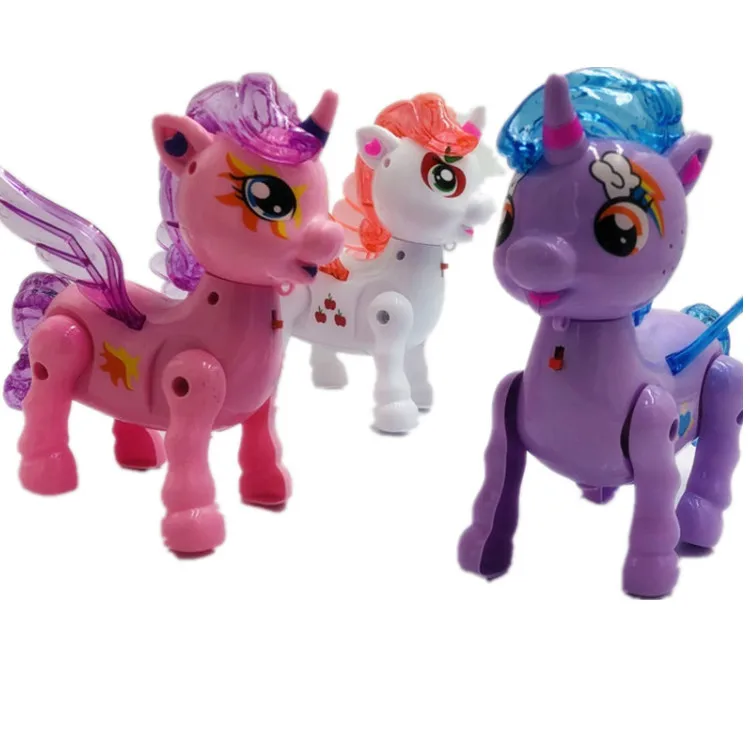 Стиль Электрический поводок Единорог светящаяся группа музыкальная ходьба кукла мои маленькие дети стойло игрушка Горячая Распродажа