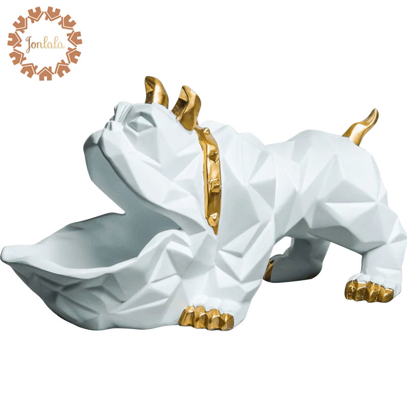 

Creative Geometry Bulldog without Glasses Snack Holder Phone TV Control Key Holder Living Room Coffee Table Decoration Best Gift