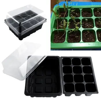 

12 Holes Plastic Nursery Pots Plant Germination Tray Planter Flower Pot With Lids Hydroponic Seeds Grow Box Seedling Tray 2020