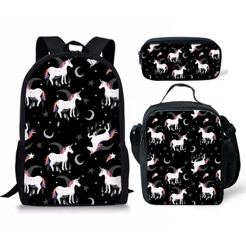 

3pcs/set Unicorn Pencil Box Big School Backpack For Kids Boys School Backpacks Lunch Box For Girls Sets Children Satchel