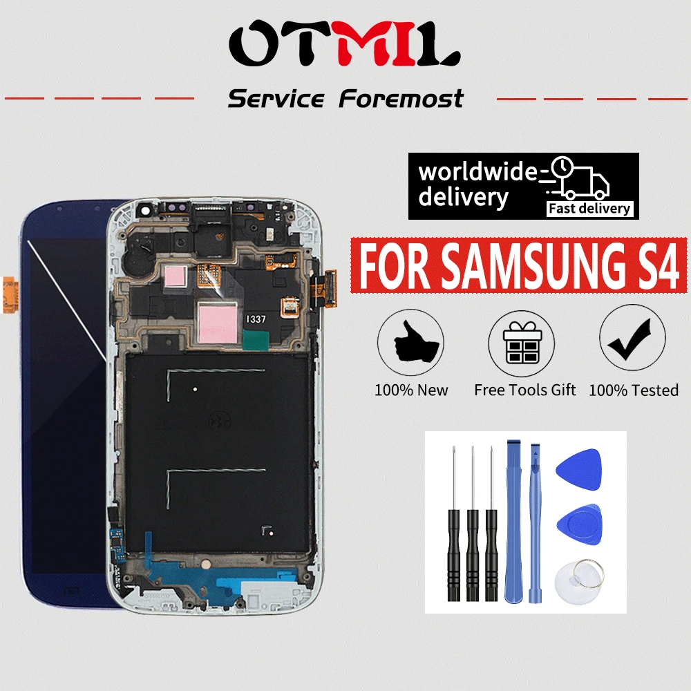 

OTMIL AMOLED LCD For SAMSUNG Galaxy S4 LCD Display Touch Screen with Frame 5''For SAMSUNG S4 LCD i9500 i9505 i9506 i337 Display