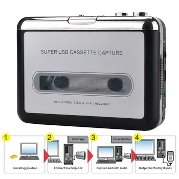 

USB Cassette Player Tape to PC Old Cassette to MP3 Format Converter Audio Recorder Capture Walkman with Auto Reverse