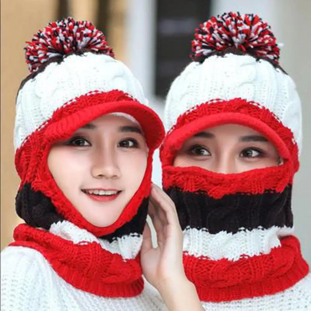 red Studyset женская шапка зимняя Толстая теплая Кепка с защитными наушниками для верховой езды вязаная шапка шерстяная Женская один размер - Цвет: red