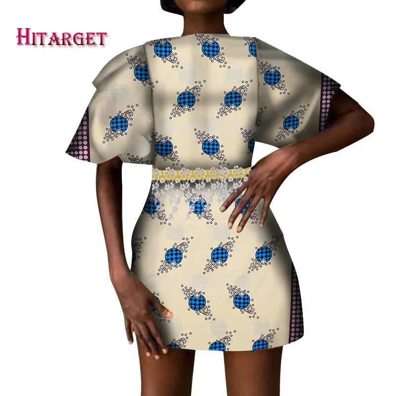 4 Hitarget женское платье в африканском стиле dashiki сексуальные платья для женщин Анкара восковая печать короткий рукав платье для женщин одежда WY4862 - Цвет: 4