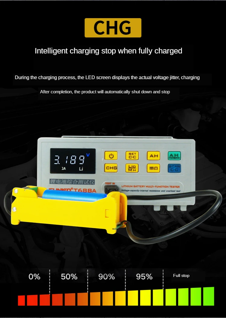 gas welding machine Battery Testing Machine Comprehensive Tester Battery Tester Capacity Voltage Overload Detector SUNKKO T688A 18650 Resistance plastic welder stapler