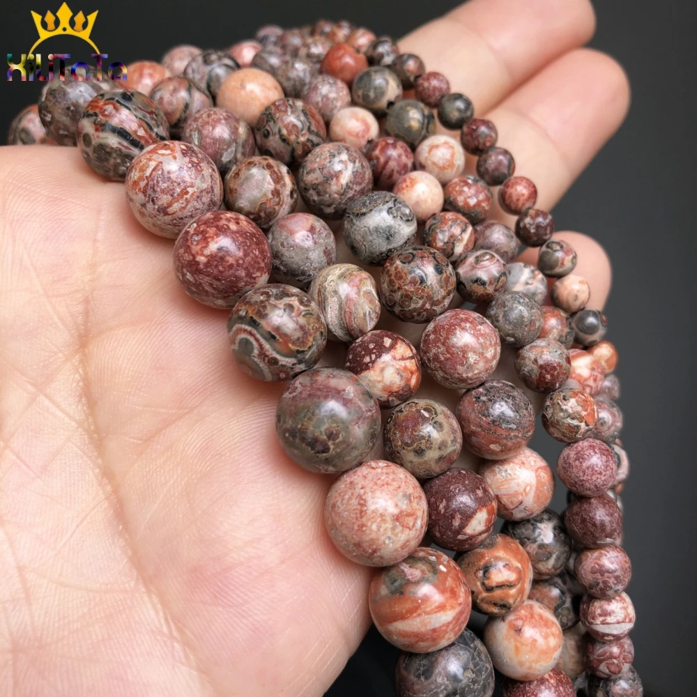 Contas de pedra naturais para fazer jóias, jasp pele de leopardo, redondo, solto, 15 polegadas, 4, 6, 8, 10mm