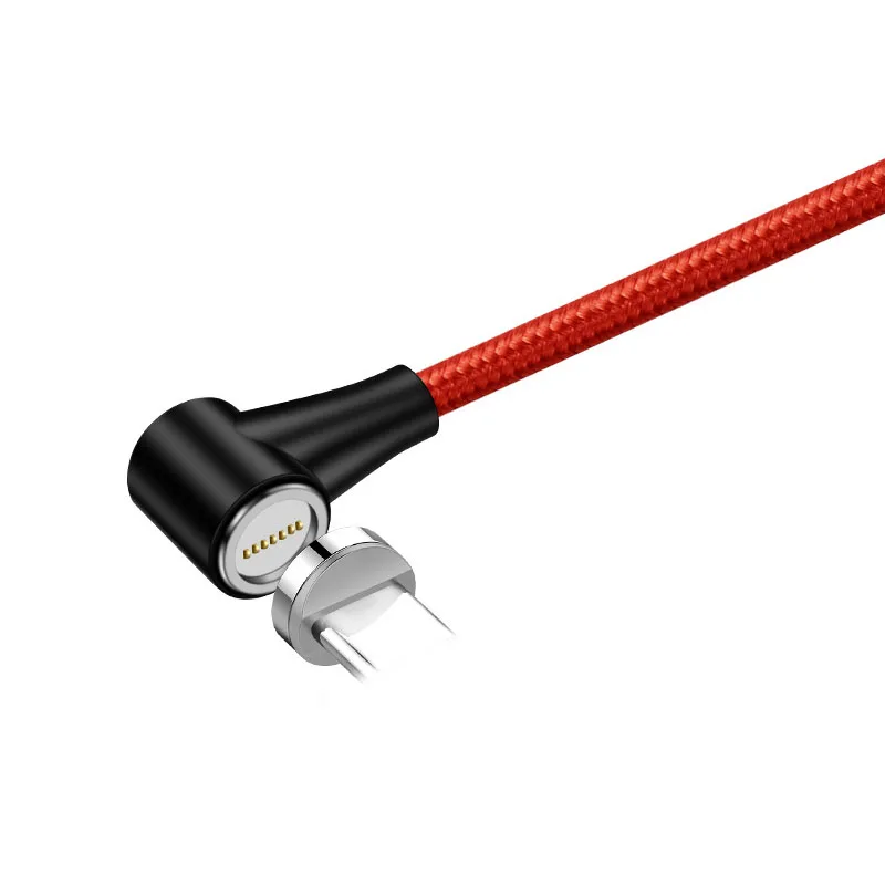90 градусов 3A светодиодный магнитный Micro usb type-C кабель для быстрой зарядки для iPhone SAMSUNG XIAOMI HUAWEI LG Quick Charge 3,0 провод - Цвет: Красный