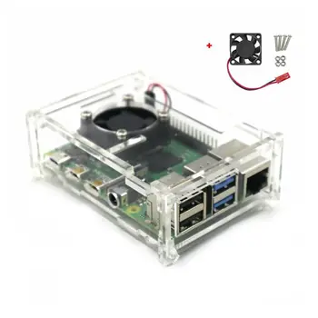 

1Set Clear Acrylic Case Enclosure Box with Cooling Fan for Raspberry Pi 4 Model B Accessories