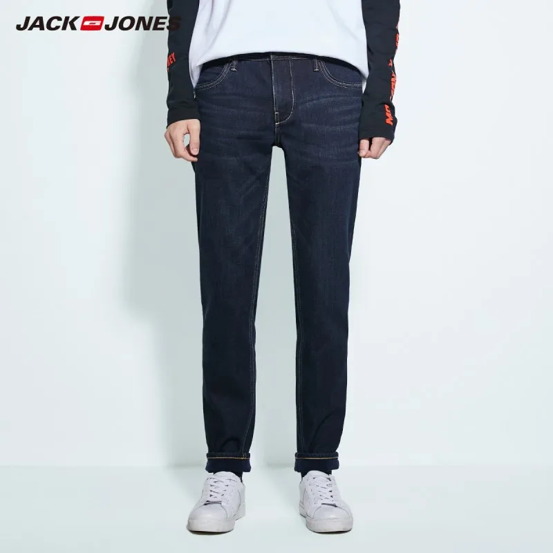 JackJones мужские зимние хлопковые Стрейчевые джинсы, теплые джинсовые штаны, мужская одежда 219332587